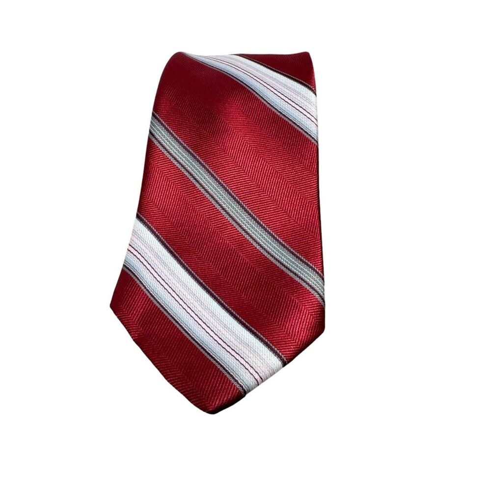 KETCH Necktie Men's Red White Striped Preppy Business Wedding Classic Width